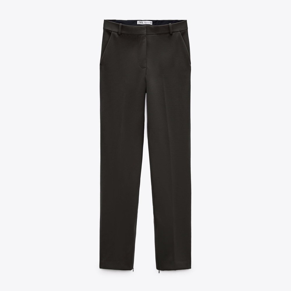 ZARA: ZIPPERED STRAIGHT LEG PANTS